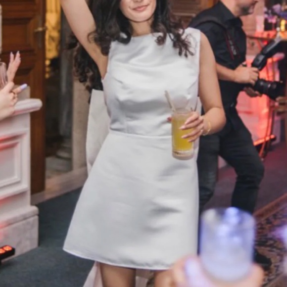 NWT Reformation Zenni Satin Mini Dress - White - Picture 7 of 12